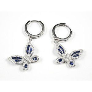 Elegant Sapphire Color CZ Dangle Butterfly Earring